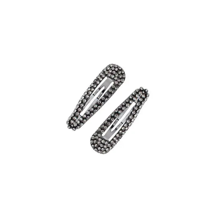 Kitsch Rhinestone Mini Snap Clips Hematite