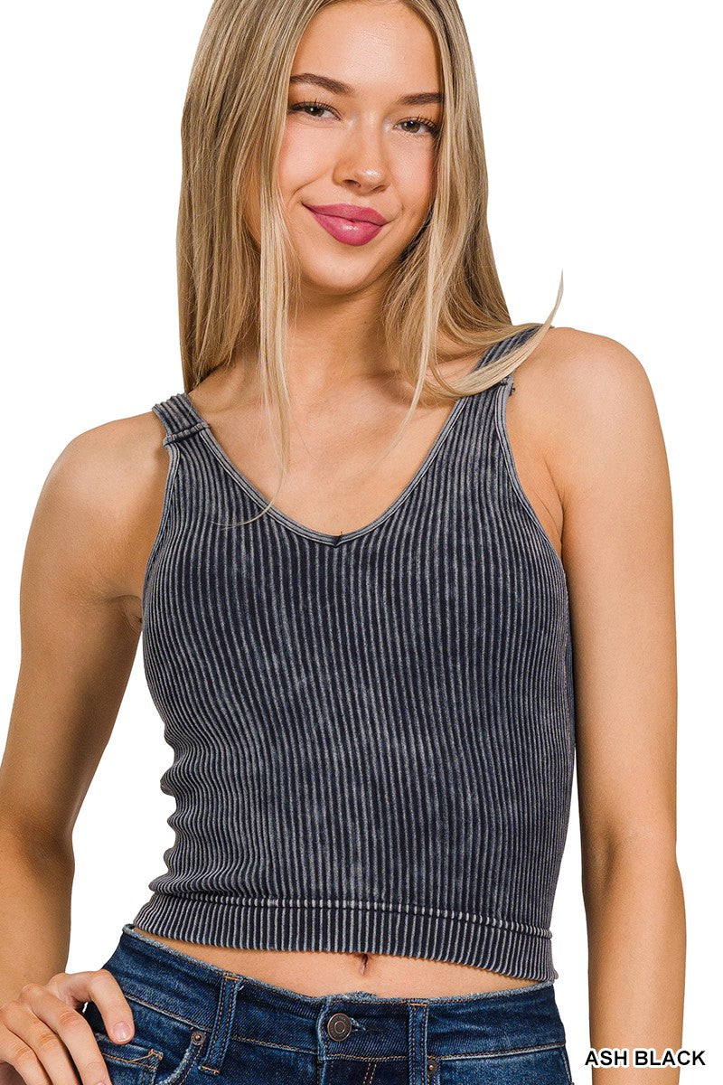 Black Ribbed Bra Tank