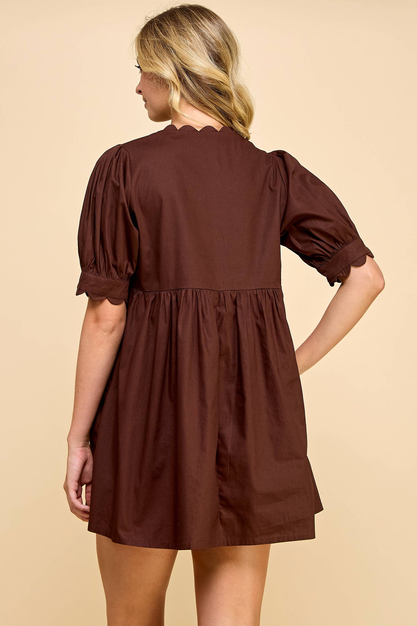 Scallop Detail Mini Dress