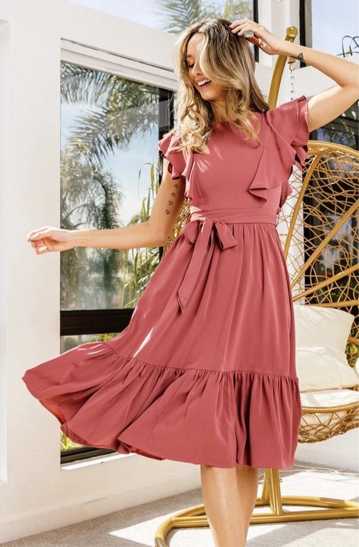 Indian Red Ruffle Dress