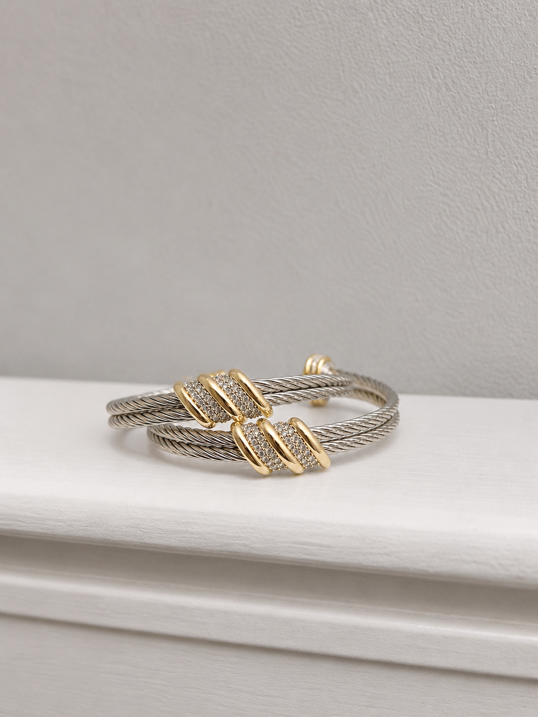 Two-Tone Cable Cuff Bracelet
