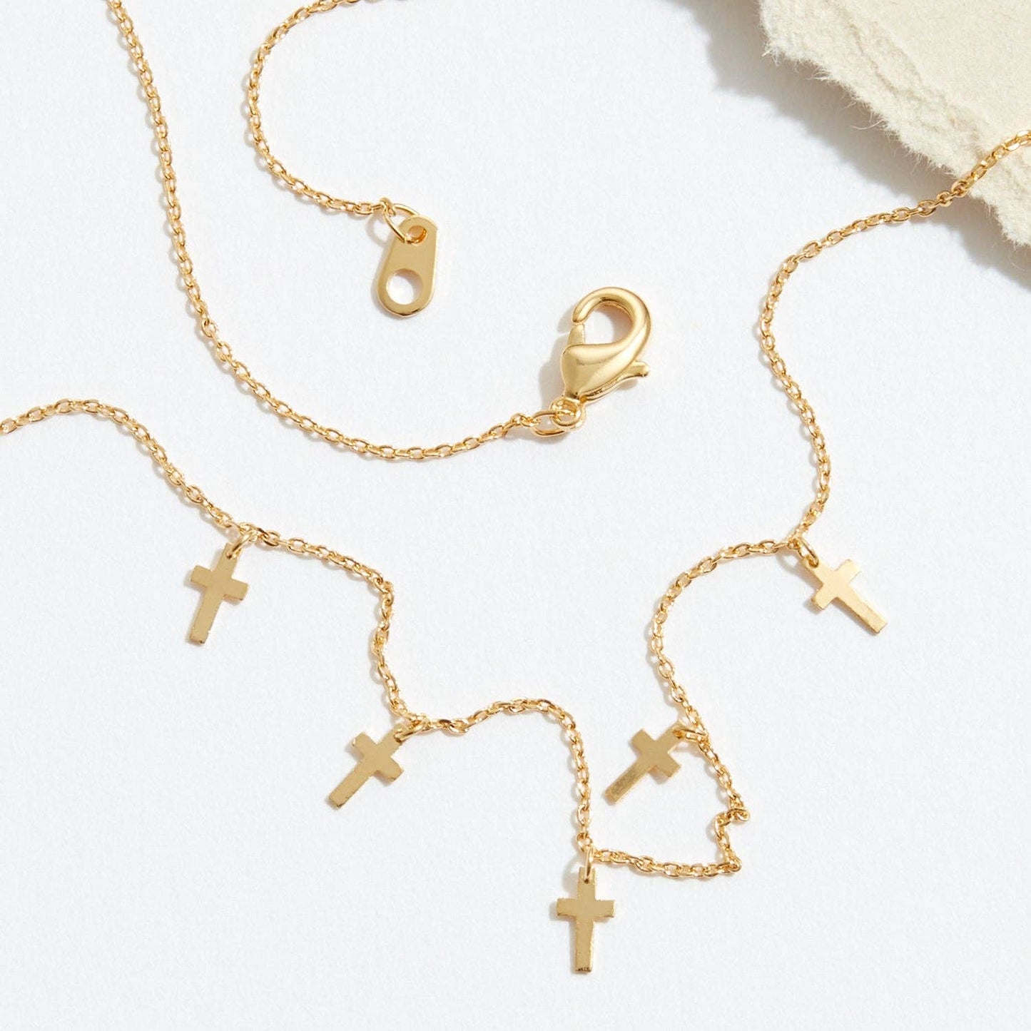 Gold Chain Necklace with Cross Charms