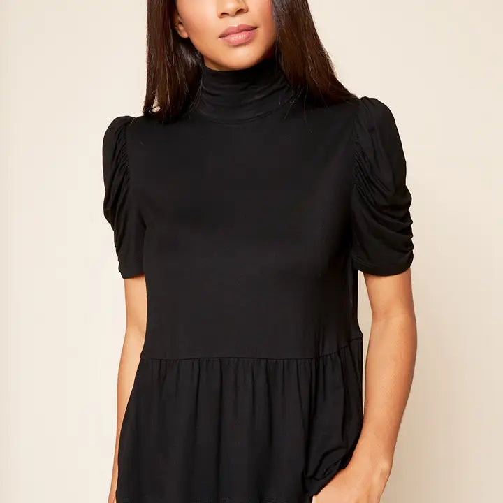 Nyla Puff Sleeve Knit Peplum Top