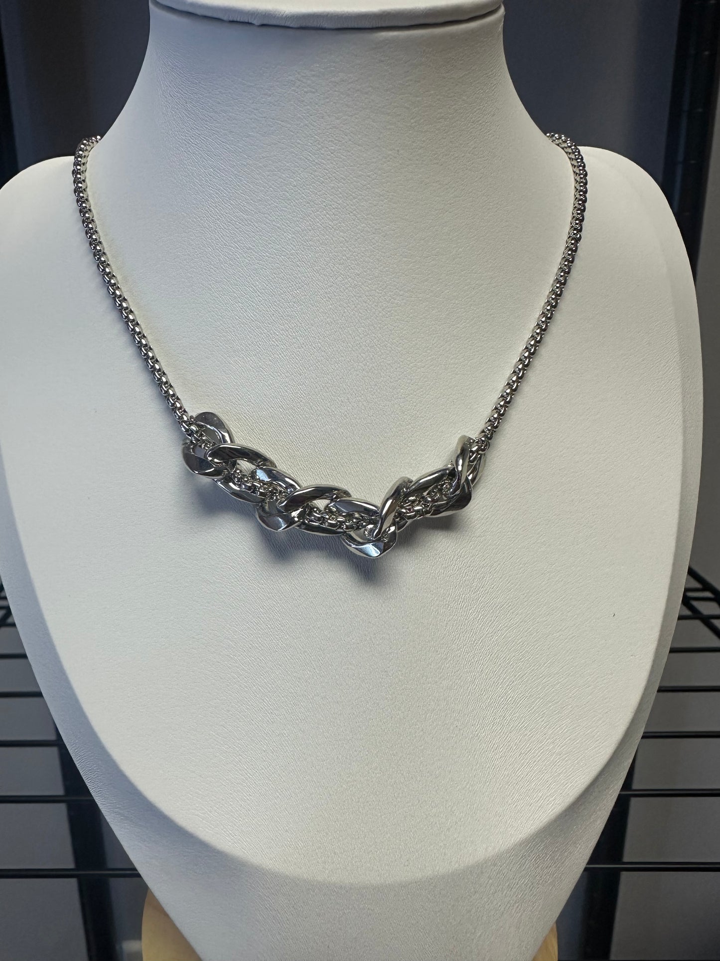 Silver Curb & Rope Chain