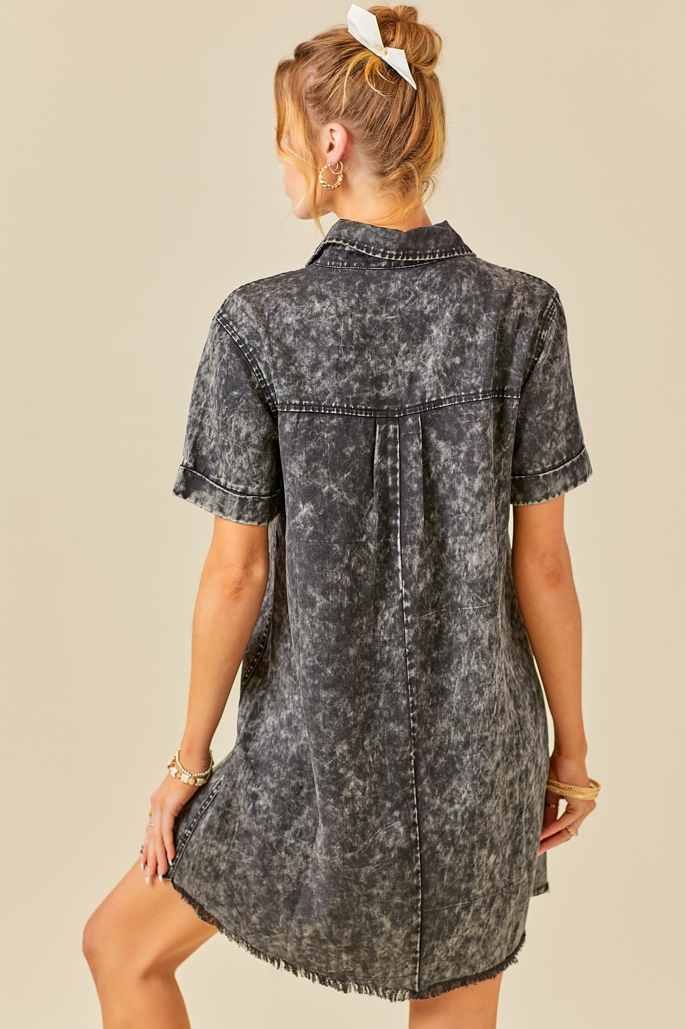 Short sleeve Washed Denim Dress