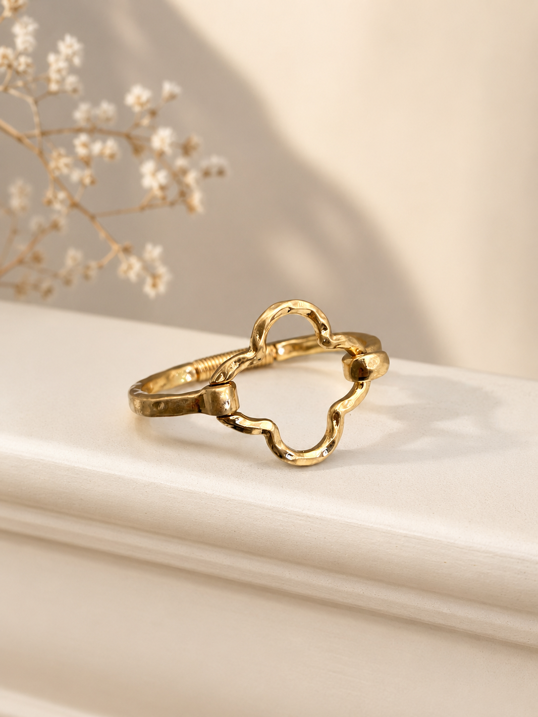 Golden Clover Cuff Bracelet