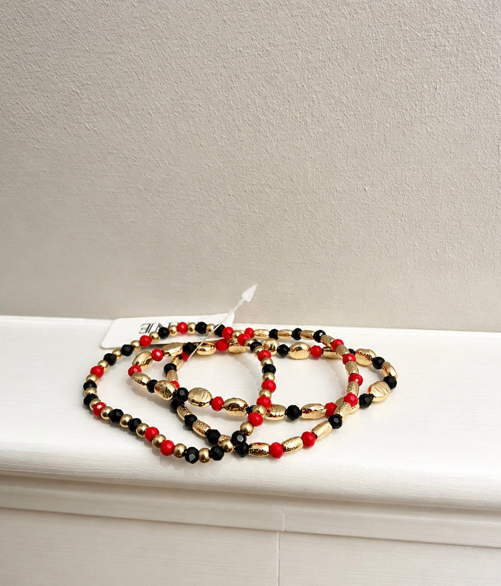 Red/Black Game Day Bracelet Stack