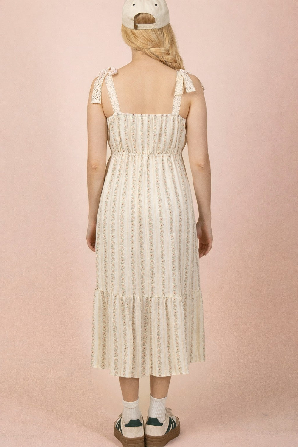 Lace Trim Detail Floral Midi Dress