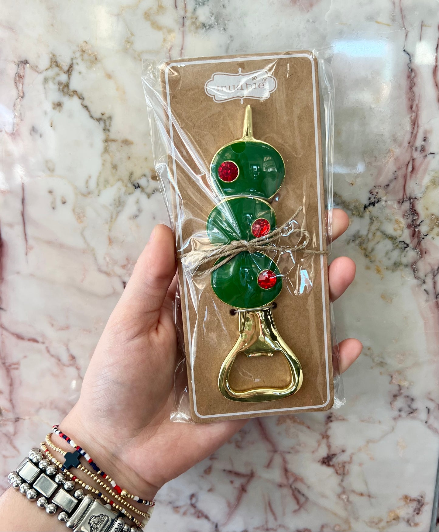 Mud Pie Bedazzled Bar Bottle Opener - Olive