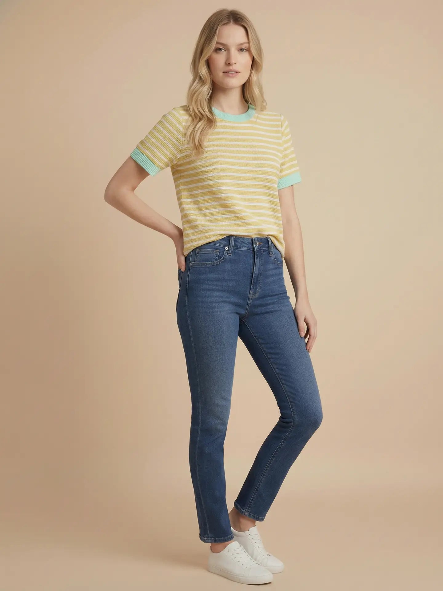 Color Block Round Neck Top