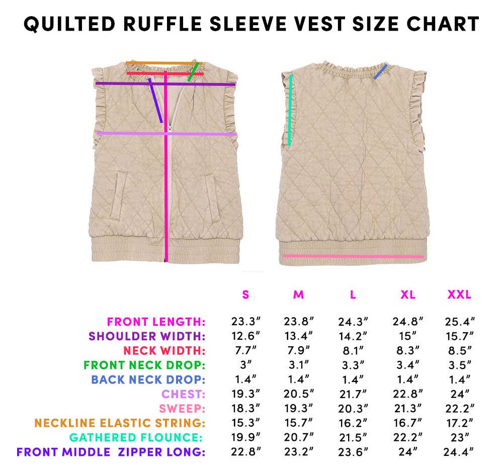 Quilted Ruffle Sleeve Vest in Camel
