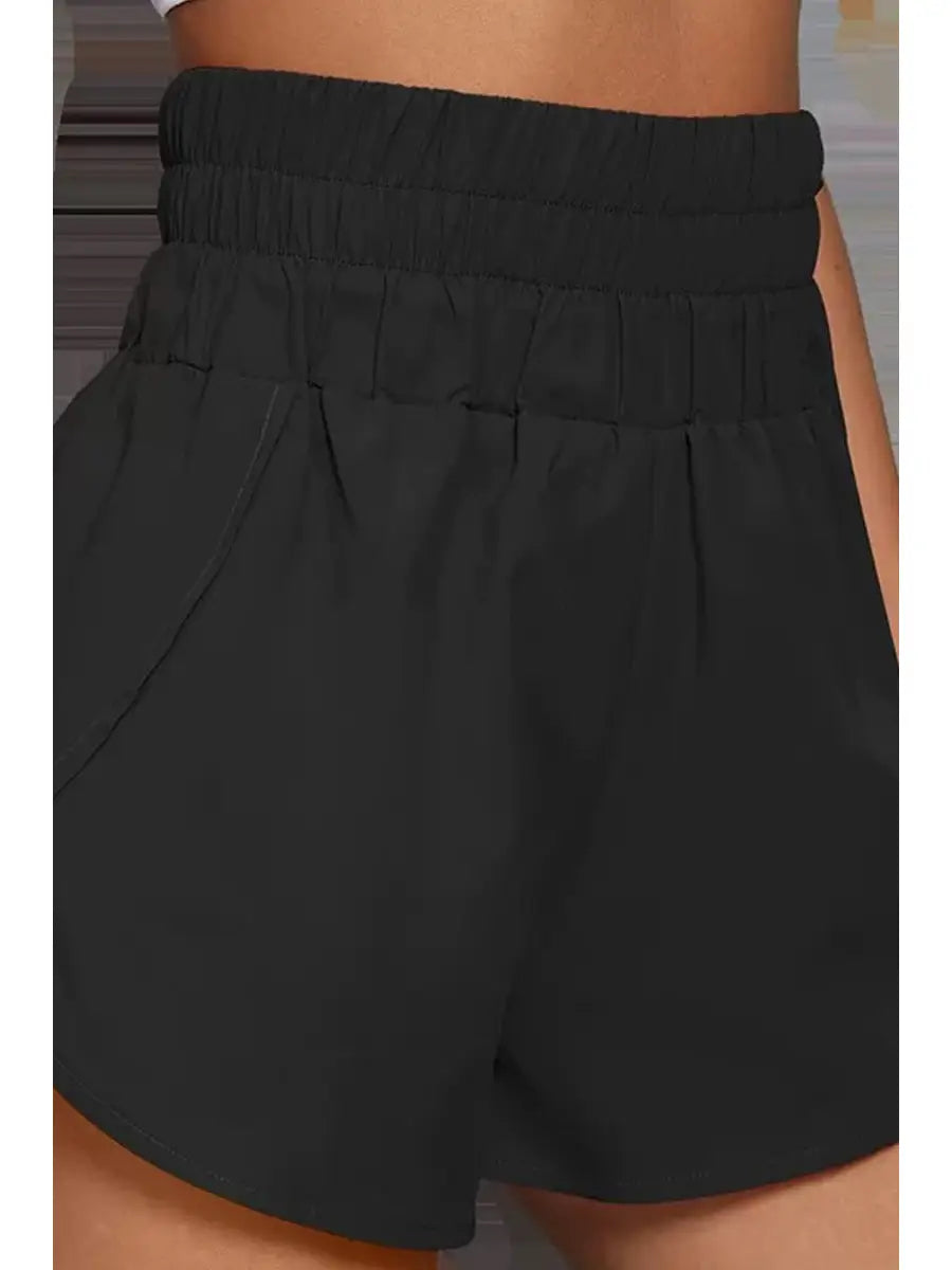Black High Waisted Windbreaker Shorts