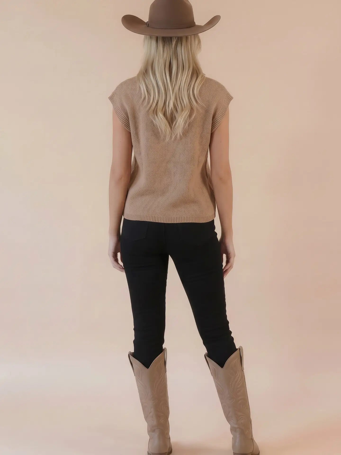 Western Horse Graphic with Scallop Hem Vest Sweater