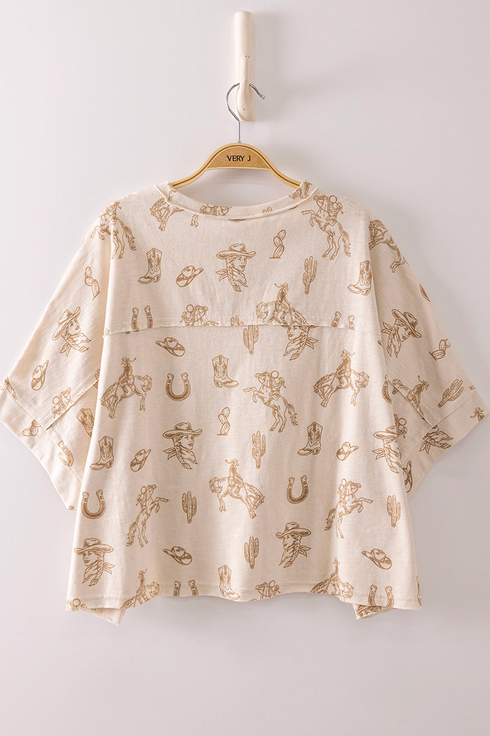 Dolman Sleeve Western Graphic Casual Knit Top