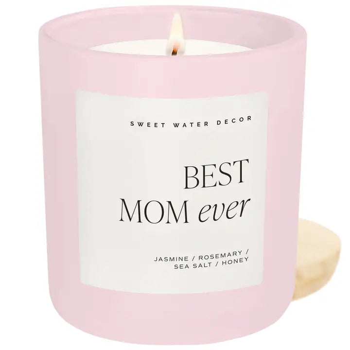 Sweet Water Decor Best Mom Ever 15 oz Pink Candle
