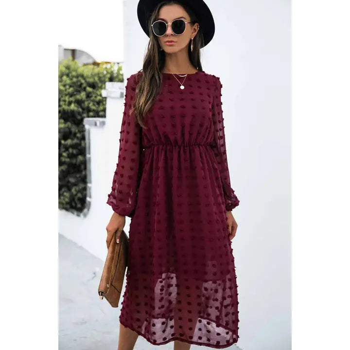 Swiss Dot Long Sleeves Woven Dress