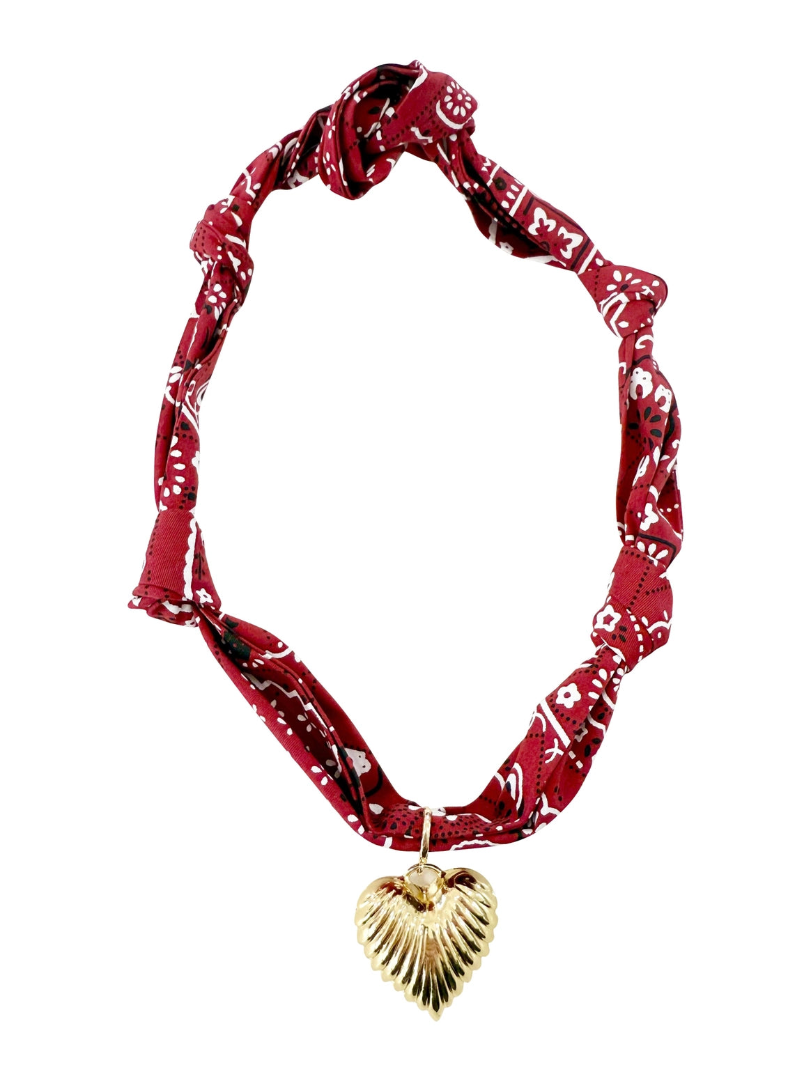 Bandana Scarf Necklace Solid Red with North Star