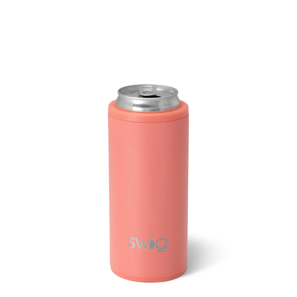 Swig Skinny Can Cooler Matte Coral