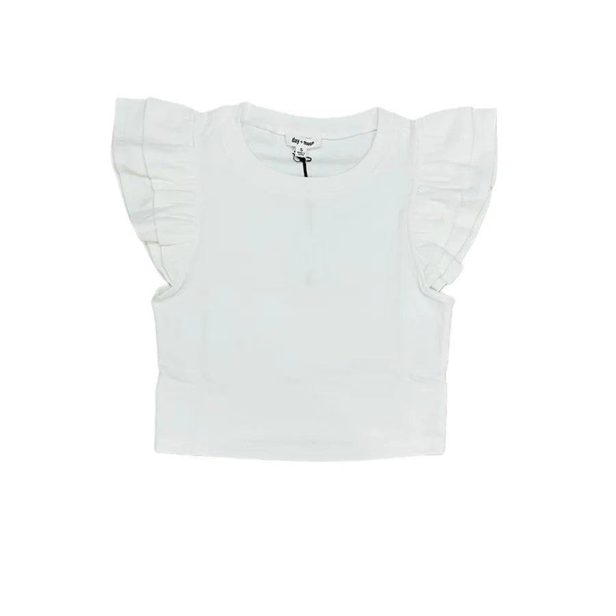 Ribbed Knit Crop Top With Double Ruffle