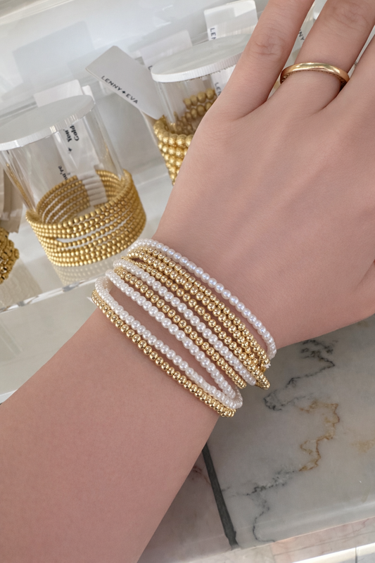 White and Gold Bracelet Stack