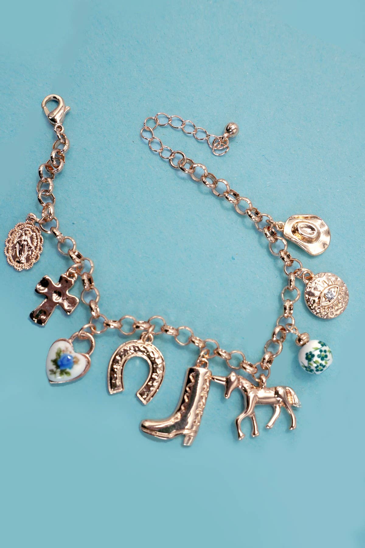 CHARM BRACELET - WESTERN BOOT CROSS PORCELAIN | 80B1345