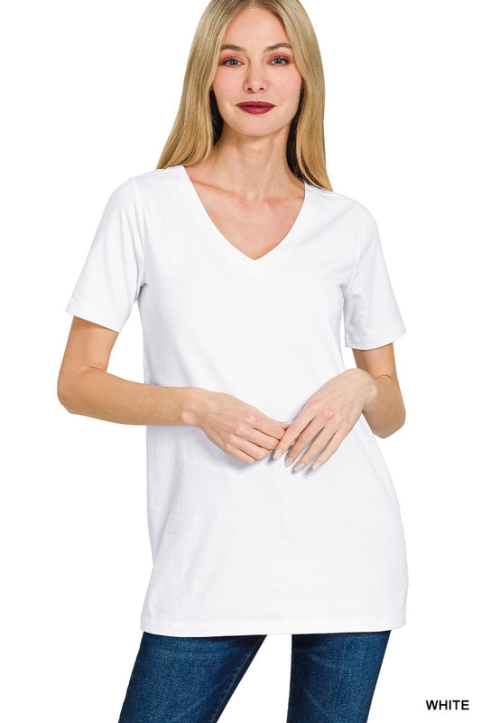 V Neck White Tee