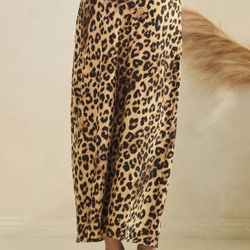 Leopard Satin Skirt