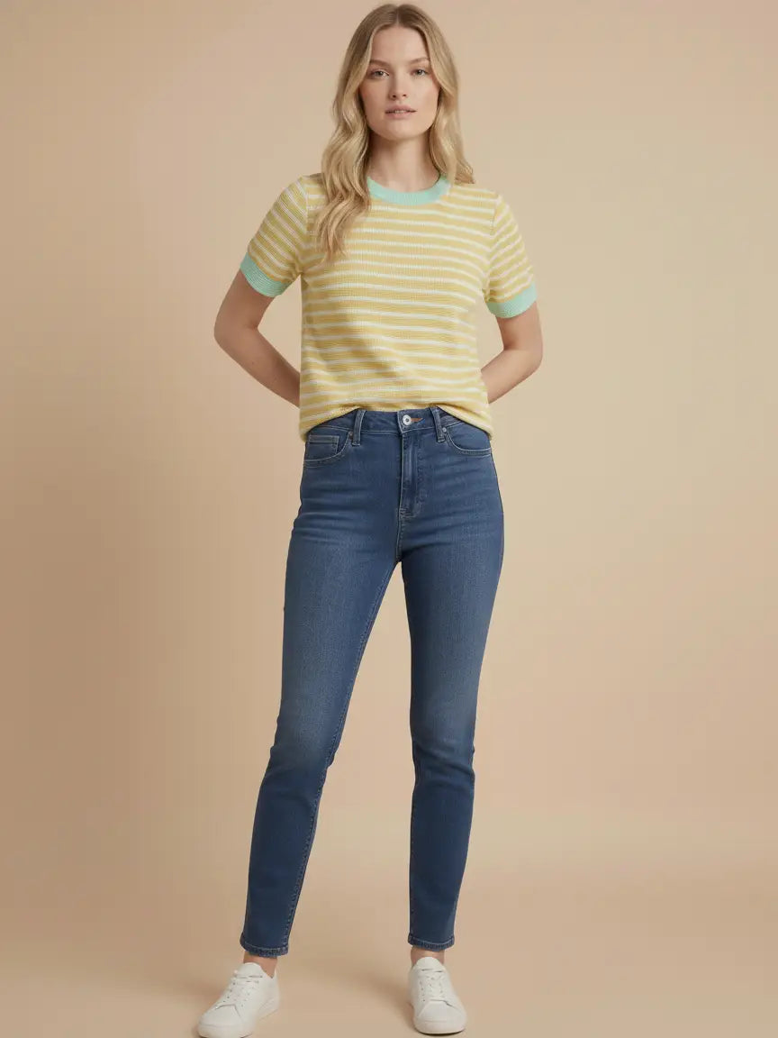 Color Block Round Neck Top