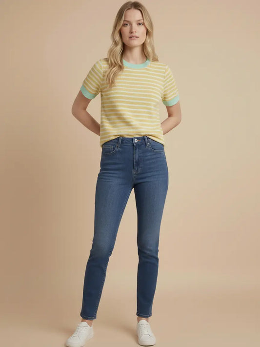 Color Block Round Neck Top