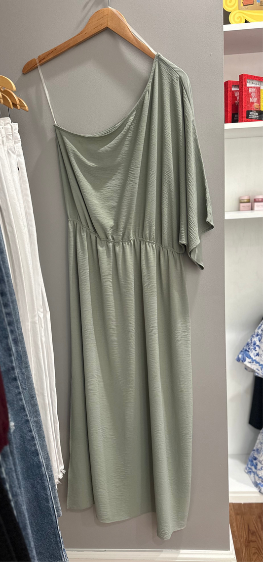 Sage One Shoulder Maxi Dress