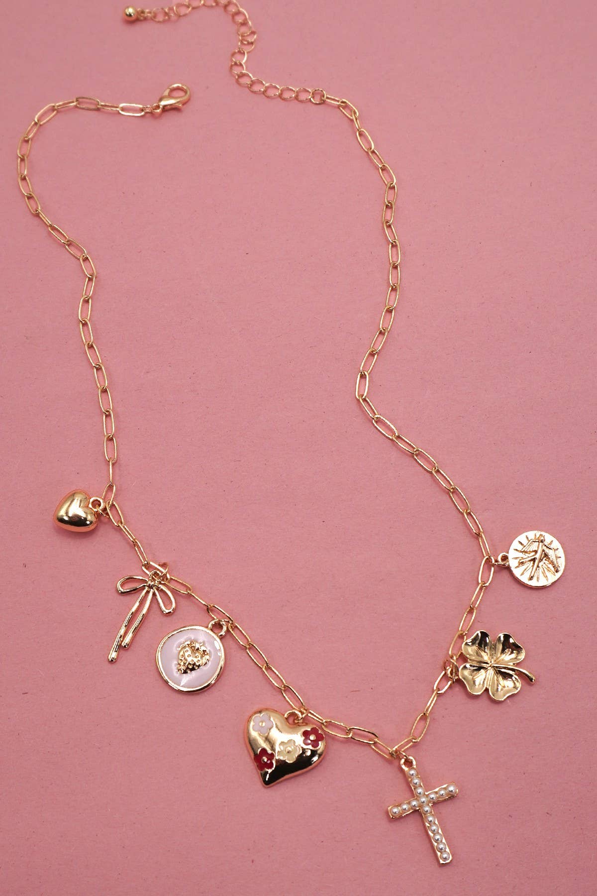 CHARM NECKLACE-CROSS CLOVER HEART BOW | 80N91979