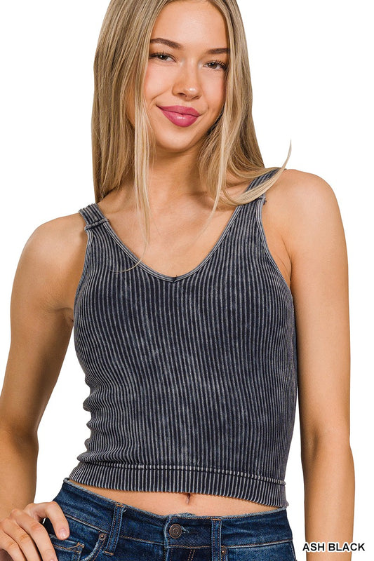 Black Ribbed Bra Tank