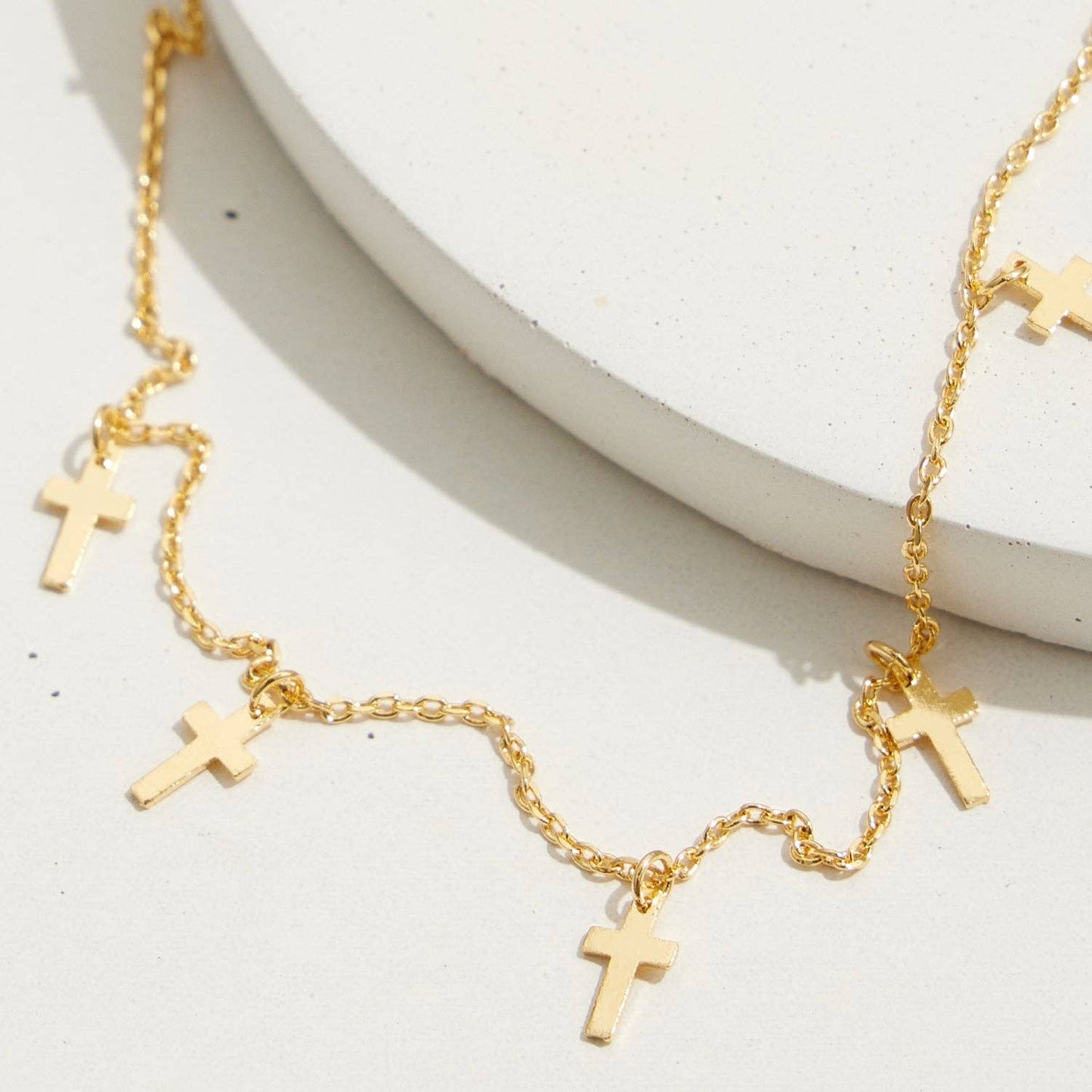 Gold Chain Necklace with Cross Charms