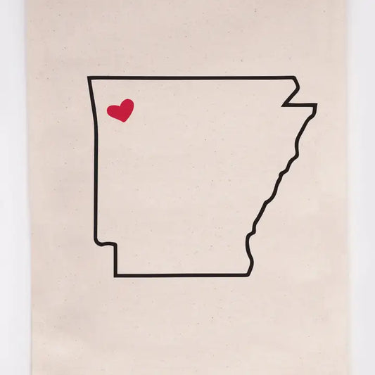 Arkansas Love My State Kitchen Tea Towel With Heart Pin