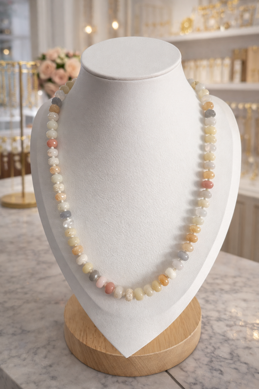 Multi-Colored White Stone Necklace