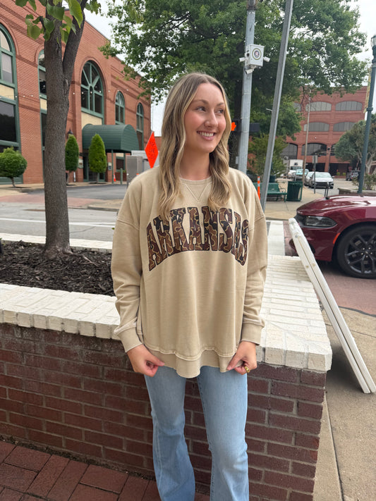 Backroad Social Arkansas Camo Crew Sweatshirt