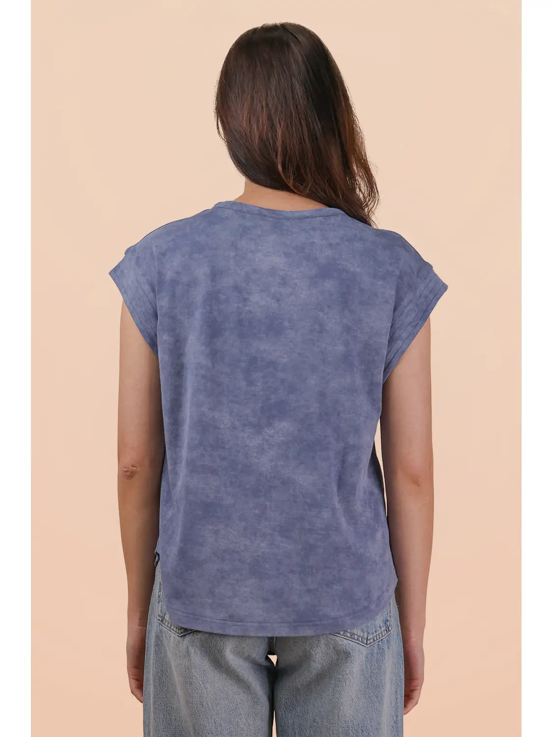 Washed Knit Casual Comfy Top Indigo