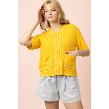 Stitch Detail Button Down Sweater Cardigan Top