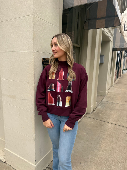 Backroad Social Lipstick Crew Sweatshirt