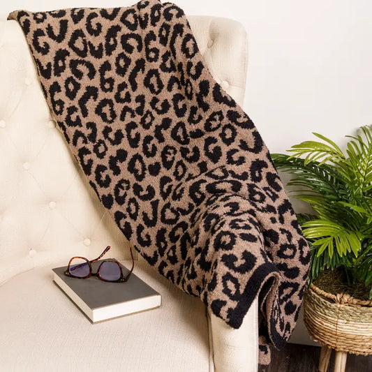 Luxury Cozy Throw Blanket Black Leopard