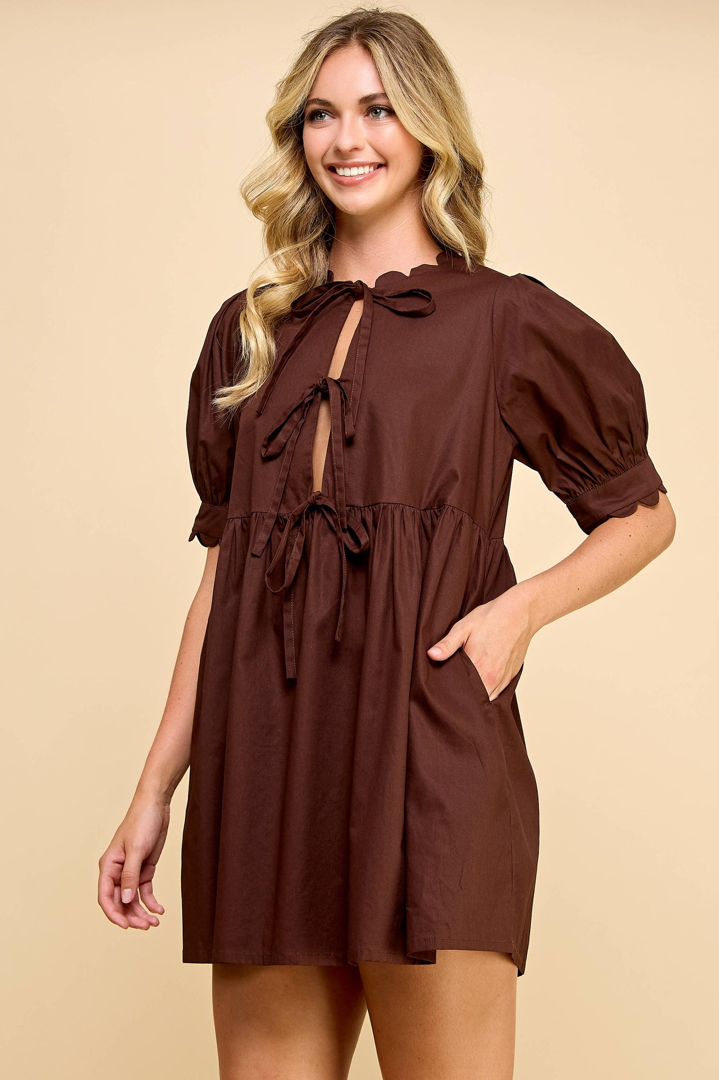 Scallop Detail Mini Dress