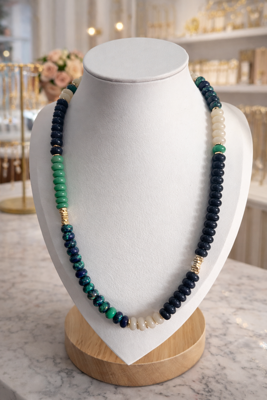 Multi-Colored Blue and Jade Stone Necklace