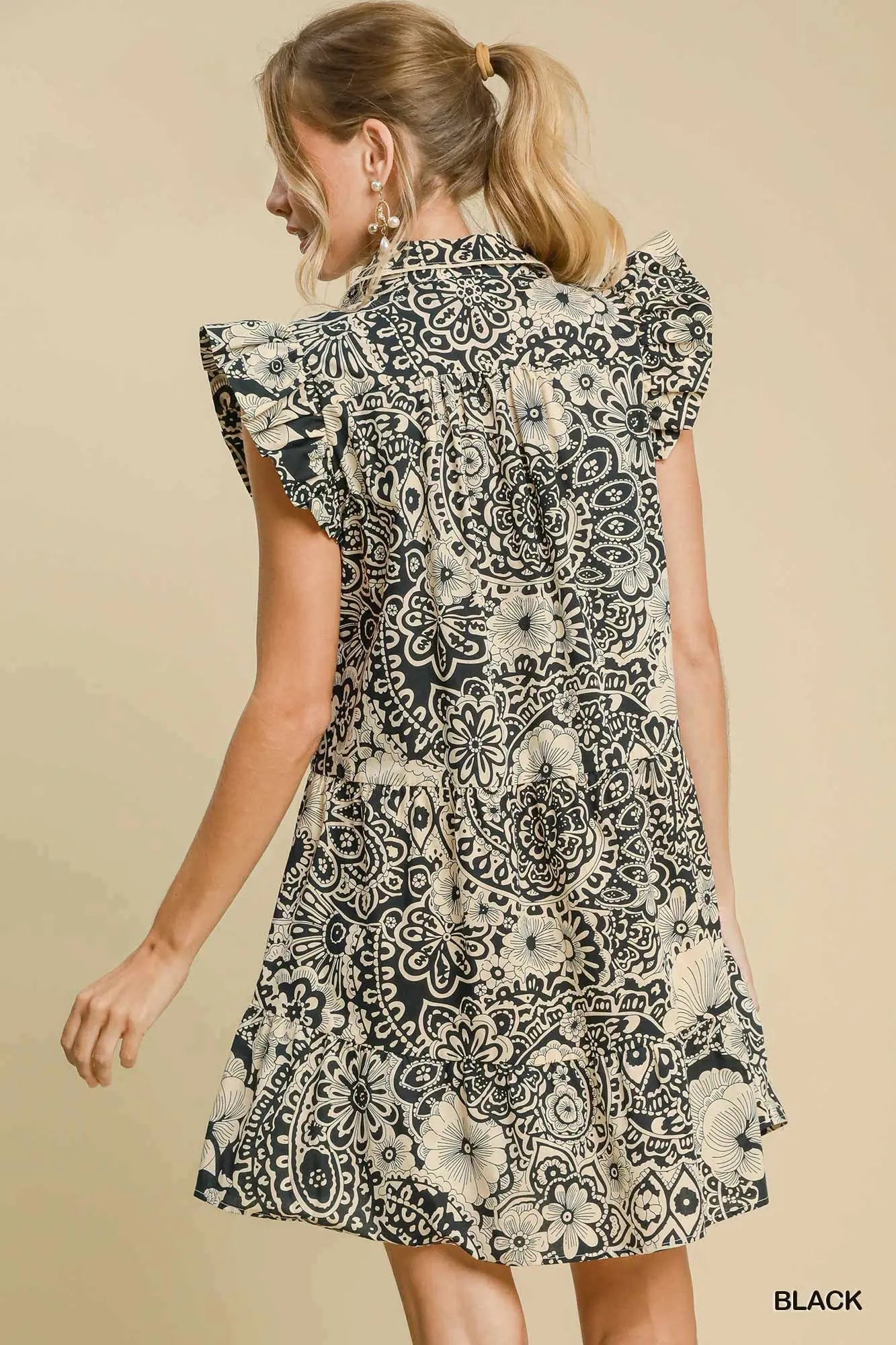 Black Abstract V-Neck dress