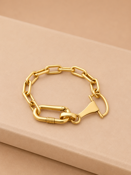Gold Paperclip Toggle Bracelet