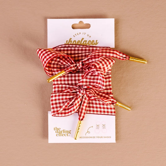 Gingham Red-Step It Up Shoelaces