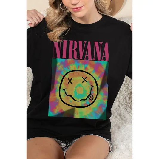 Nirvana Tie Dye Black Tee