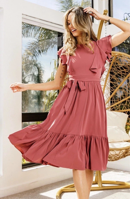 Indian Red Ruffle Dress