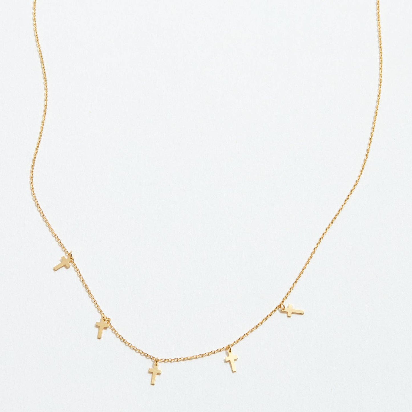 Gold Chain Necklace with Cross Charms