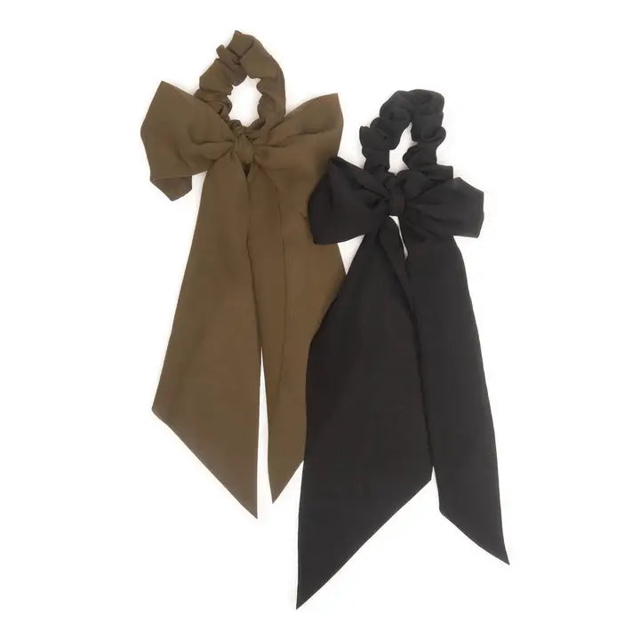 Kitsch Crepe Scarf Scrunchie 2pc- Moss