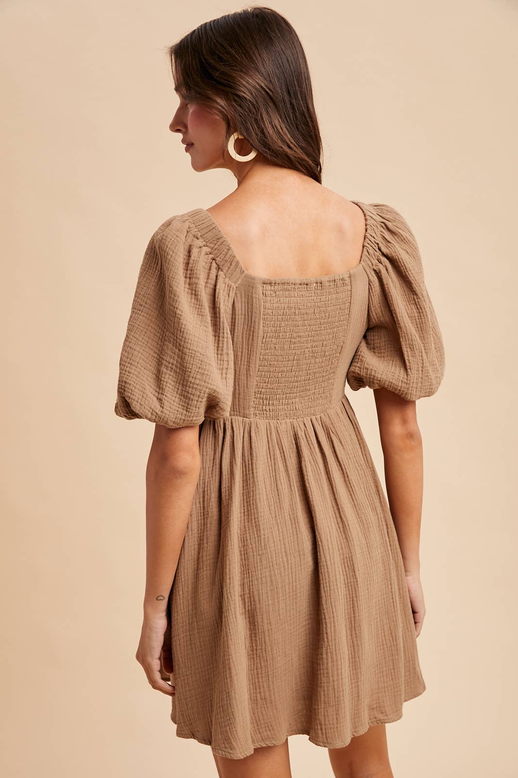 COTTON BOX PLEAT MINI DRESS